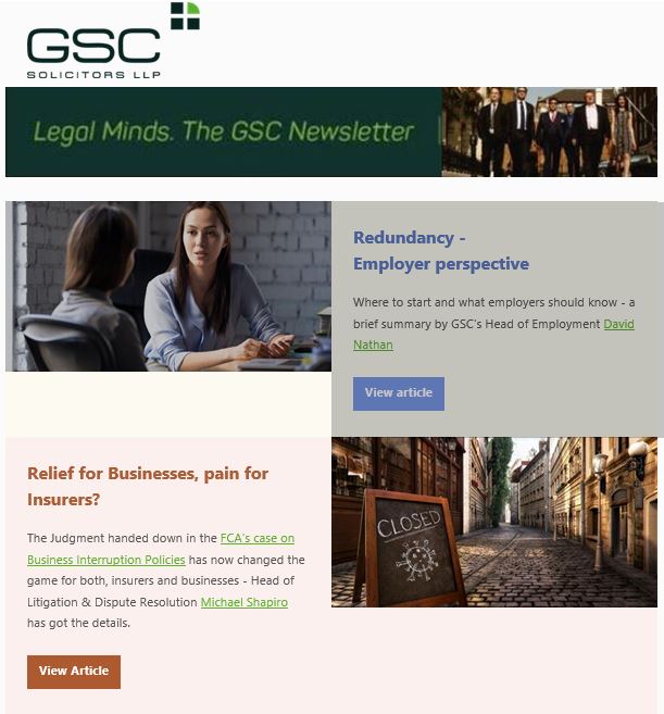 Legal guidance for you and our business – GSC Newsletter Autumn 2020